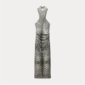 NWT Zara cross halter dress in mesh animal print size small